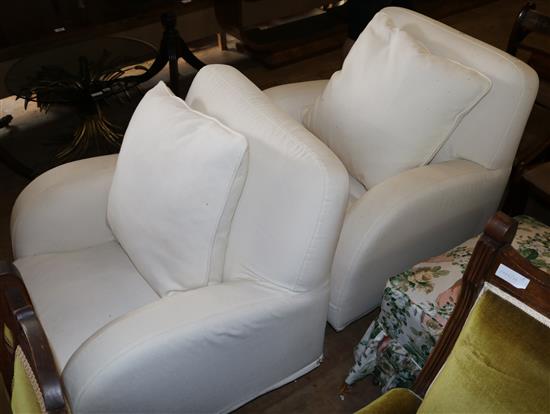 Pair white armchairs